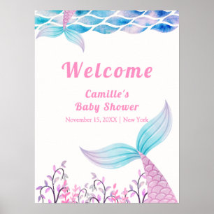 Rainbow Under Sea Mermaid Schwanz Baby Dusche Herz Poster