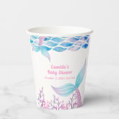 Rainbow Under Sea Mermaid Schwanz Babydusche Pappbecher (Rückseite)