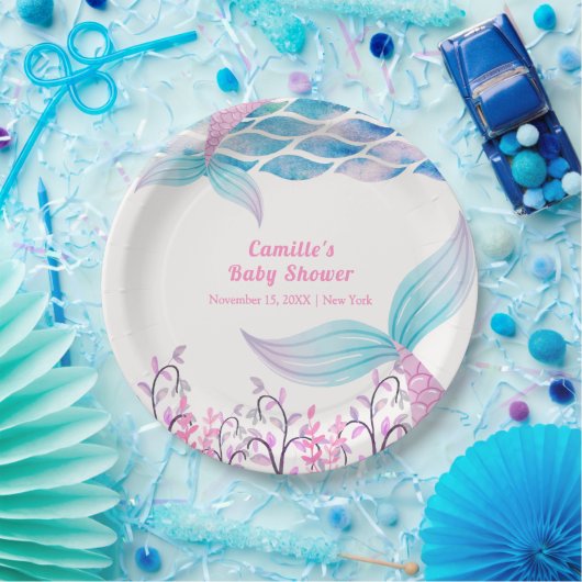 Rainbow Under Sea Mermaid Schwanz Babydusche Pappteller (Party)