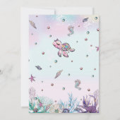 Rainbow Under Sea Turtle Coral Birthday Party Einladung (Rückseite)