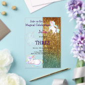 Rainbow Unicorbaby Mädchen Geburtstaggold Acryleinladungen (In Situ (Hochzeit))