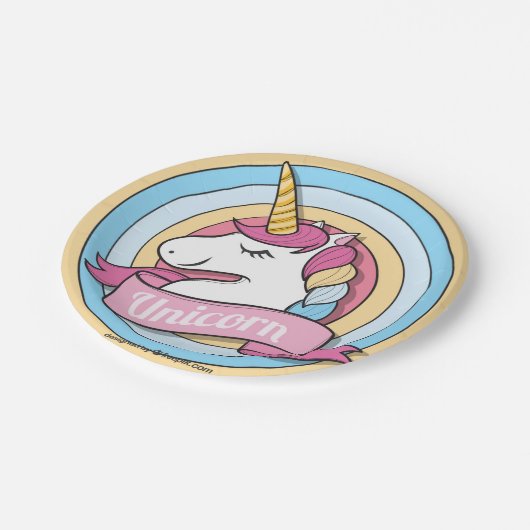 Rainbow Unicorcles Pappteller (Schrägansicht)