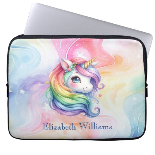 Rainbow Unicordesign mit Individuelle Name Laptopschutzhülle (Vorderseite)
