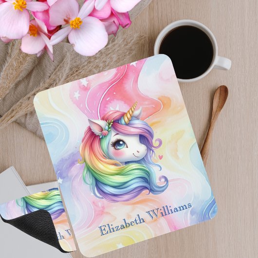 Rainbow Unicordesign mit Individuelle Name Mousepad