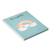 Rainbow unicorfarbener türkisfarbener Glitzer Notizblock (angewinkelt)