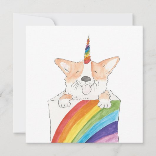 Rainbow Unicorgi Flachkarte Karte (Vorderseite)