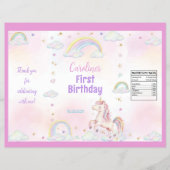 Rainbow Unicorn 1st Birthday Chip Bag Wrapper Flyer (Vorne)