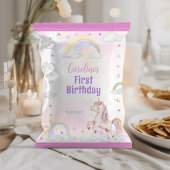 Rainbow Unicorn 1st Birthday Chip Bag Wrapper Flyer