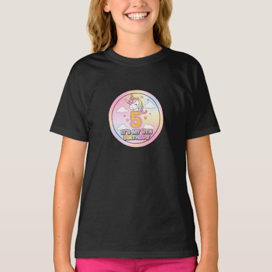 Rainbow Unicorn 5th Birthday Shirt for Girls (Vorderseite)