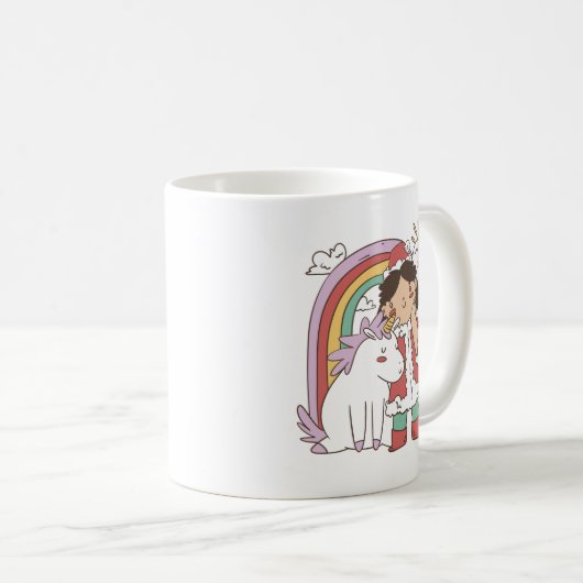 RAINBOW UNICORN AND CHRISTMAS GIRL KAFFEETASSE (VorderseiteRechts)