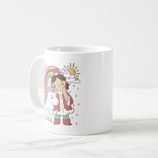 RAINBOW UNICORN AND CHRISTMAS GIRL KAFFEETASSE (Vorderseite Links)