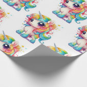 Rainbow Unicorn Anime Cartoon Geschenkpapier (Ecke)