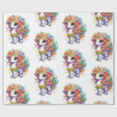 Rainbow Unicorn Anime Cartoon Geschenkpapier (Flach)