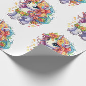 Rainbow Unicorn Anime Cartoon Geschenkpapier (Ecke)