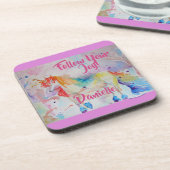 Rainbow Unicorn Aquarellfarbe Untersetzer (Linke Seite)