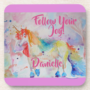 Rainbow Unicorn Aquarellfarbe Untersetzer