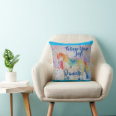 Rainbow Unicorn Aquarellfarben Kinder Name Cushion Kissen (Stuhl )