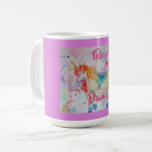 Rainbow Unicorn Aquarellfarben Kinder Name Tasse (Vorderseite Links)