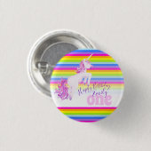 Rainbow Unicorn Aquarellkunst Alter 1 Knopf Button (Vorne & Hinten)