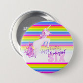 Rainbow Unicorn Aquarellkunst Alter 6 Knopf Button (Vorne & Hinten)