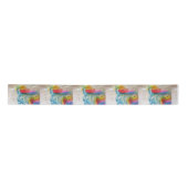 Rainbow Unicorn Aquarellmalerei Satin Ribbon Satinband (Vorderseite)