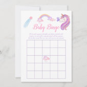 Rainbow Unicorn Baby Girl Dusche Bingo Einladung (Vorderseite)
