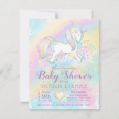 Rainbow Unicorn Baby Girl Dusche Einladungen (Vorderseite)
