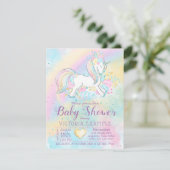 Rainbow Unicorn Baby Girl Dusche Einladungen (Stehend Vorderseite)