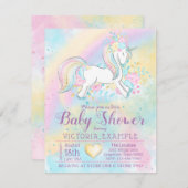 Rainbow Unicorn Baby Girl Dusche Einladungen (Vorne/Hinten)