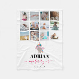 Rainbow Unicorn Baby Girl First Year Foto Collage Fleecedecke