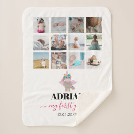 Rainbow Unicorn Baby Girl First Year Foto Collage Sherpadecke