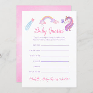 Rainbow Unicorn Baby Girl Shower Baby Ratings Einladung