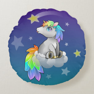 Rainbow Unicorn Baby Kid's Niedliche Zimmerdekorat Rundes Kissen