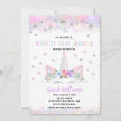 Rainbow Unicorn Baby Shower Invitation Einladung (Vorderseite)