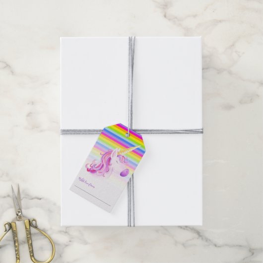 Rainbow unicorn Babydusche mit Geschenkartikeln Geschenkanhänger (Mit Garn)