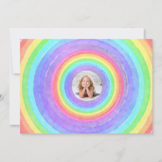 Rainbow unicorn ballerina 2 Foto Mädchen Geburtsta Einladung (Rückseite)