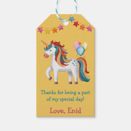 Rainbow Unicorn, Balloons & Banner Birthday Party Geschenkanhänger