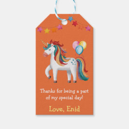 Rainbow Unicorn, Balloons & Banner Birthday Party Geschenkanhänger