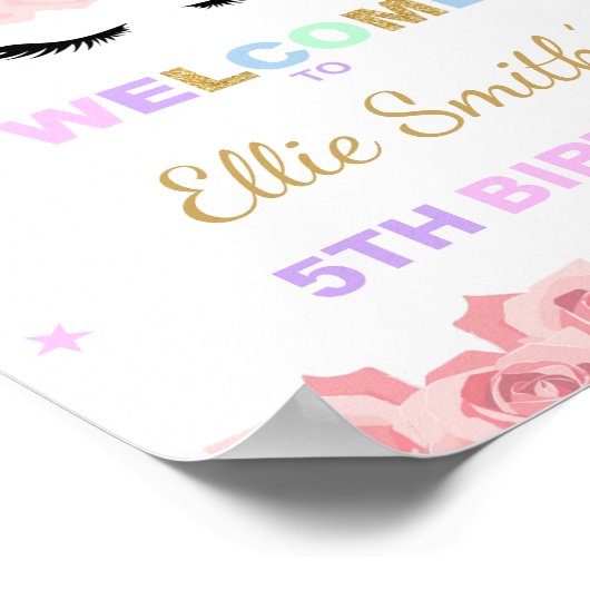 Rainbow Unicorn Begrüßungszeichen Poster (Ecke)