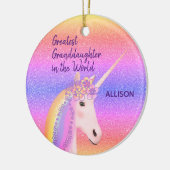 Rainbow Unicorn Bester Grandtochter Individuelle N Keramik Ornament (Links)
