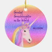 Rainbow Unicorn Bester Grandtochter Individuelle N Keramik Ornament (Hinten)