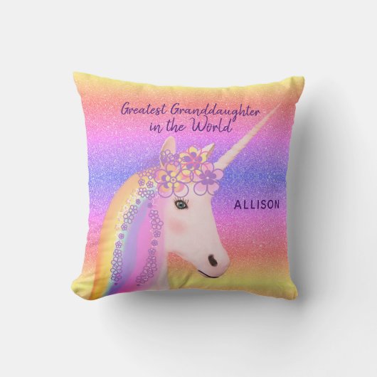 Rainbow Unicorn Bester Grandtochter Individuelle N Kissen (Vorderseite)