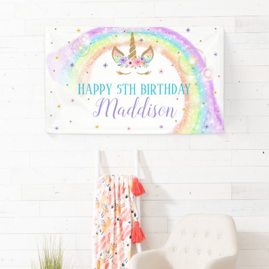 Rainbow Unicorn Birthday Banner (Insitu)