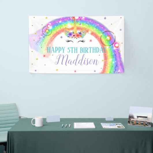 Rainbow Unicorn Birthday Banner Unicorn Gesicht (Messeveranstaltung)