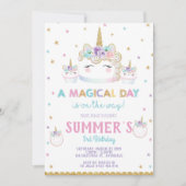 Rainbow Unicorn Birthday Cake Einladung Cupcake (Vorderseite)