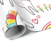 Rainbow Unicorn Birthday Custom Name Geschenkpapier (Rolleneckpunkt)