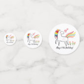 Rainbow Unicorn Birthday Custom Name Konfetti (Vorderseiten)