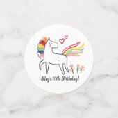 Rainbow Unicorn Birthday Custom Name Konfetti (Klein Vorderseite)