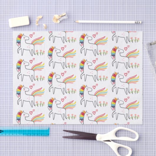 Rainbow Unicorn Birthday Custom Name Seidenpapier (Handwerk)