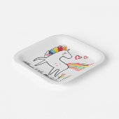 Rainbow Unicorn Birthday Custom Name Stickers Pappteller (Gewinkelt)